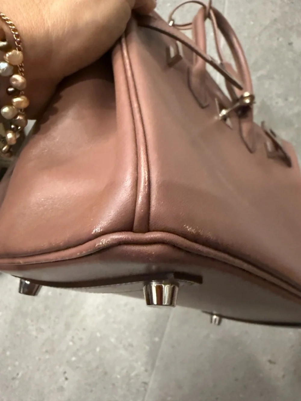 Hermes Birkin 25 Griolet Tadelakt With Palladium Hardware